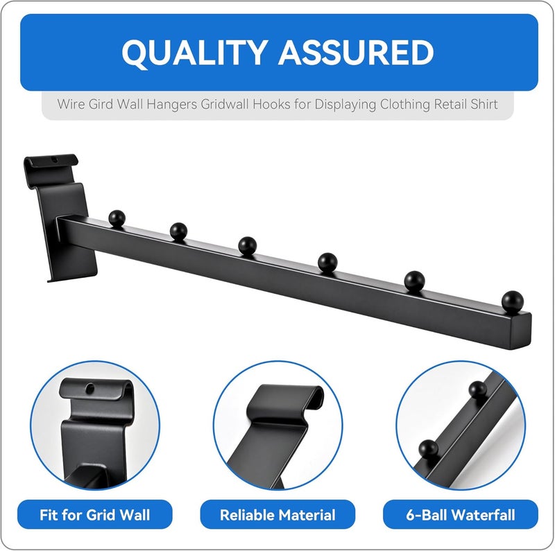 POKOTO 6 Ball Waterfall for Grid Wall and Wire Grid Wall Hangers Gridwall Hooks for Displaying Grid Wall Accessories Clothing Retail Shirt Housewares Rack Vendor Events (8, Black) - Image 4